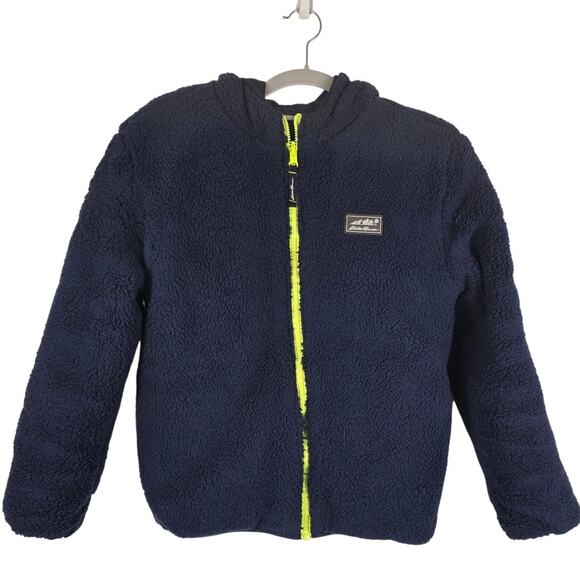 Eddie Bauer BOYS 2 Tone Reverable Sherpa Puffer Hooded Jacket L 14-16 - Picture 4 of 6